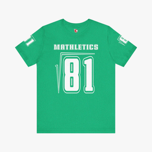 Front view of a Mathletics t-shirt in Heather Kelly