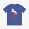 Front view of a Naysayer t-shirt in Heather True Royal