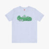 The front of a New York State Cannabis t-shirt in Heather Prism Blue