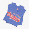 Folded view of a Youth Sports Survivor t-shirt in Heather Columbia Blue